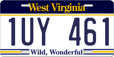 WV license plate 1UY461