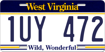 WV license plate 1UY472