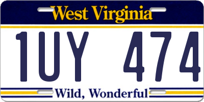 WV license plate 1UY474