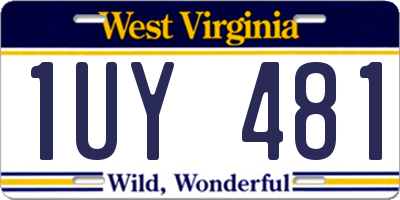 WV license plate 1UY481