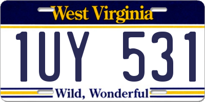 WV license plate 1UY531