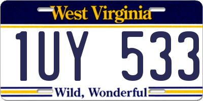 WV license plate 1UY533