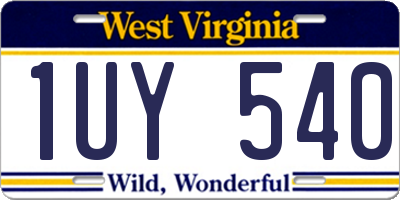 WV license plate 1UY540
