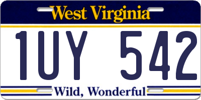 WV license plate 1UY542