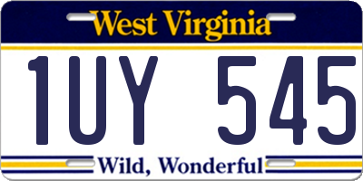 WV license plate 1UY545