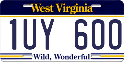 WV license plate 1UY600
