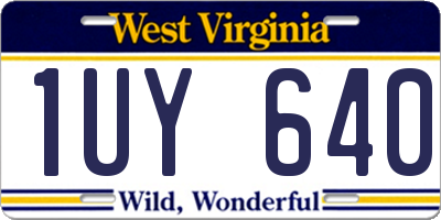 WV license plate 1UY640