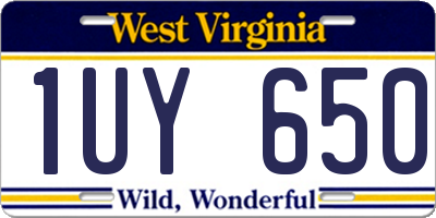 WV license plate 1UY650