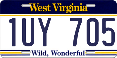 WV license plate 1UY705