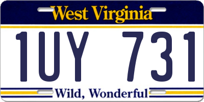 WV license plate 1UY731