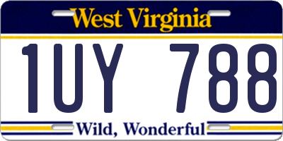 WV license plate 1UY788