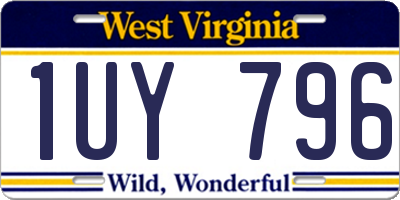 WV license plate 1UY796
