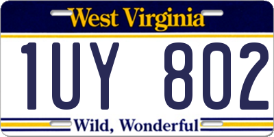 WV license plate 1UY802