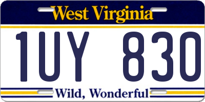 WV license plate 1UY830