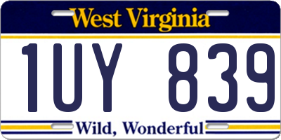 WV license plate 1UY839