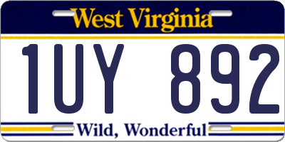 WV license plate 1UY892