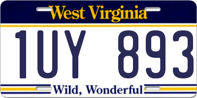 WV license plate 1UY893