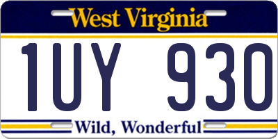 WV license plate 1UY930