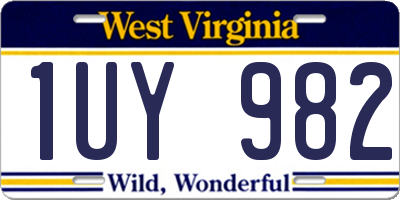 WV license plate 1UY982