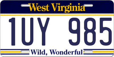 WV license plate 1UY985