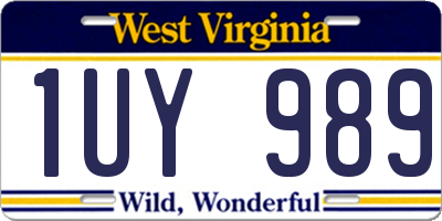WV license plate 1UY989