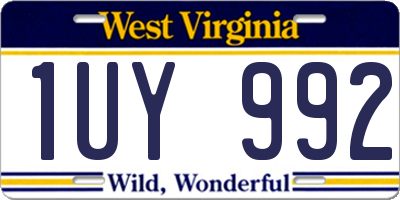 WV license plate 1UY992
