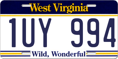 WV license plate 1UY994