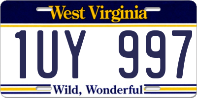 WV license plate 1UY997