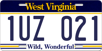 WV license plate 1UZ021