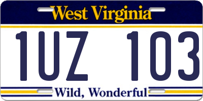 WV license plate 1UZ103
