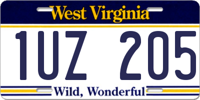 WV license plate 1UZ205