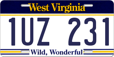 WV license plate 1UZ231