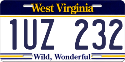 WV license plate 1UZ232