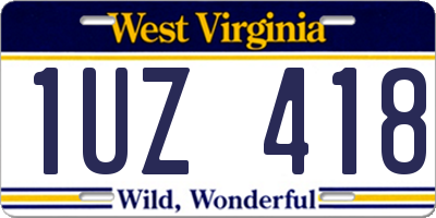 WV license plate 1UZ418