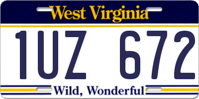 WV license plate 1UZ672