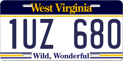 WV license plate 1UZ680