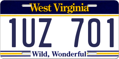WV license plate 1UZ701