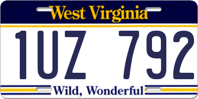 WV license plate 1UZ792