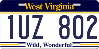 WV license plate 1UZ802