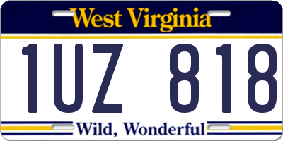 WV license plate 1UZ818
