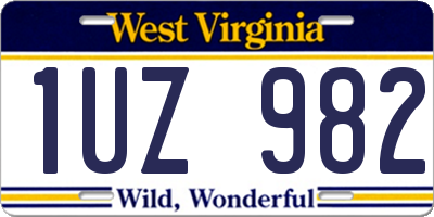 WV license plate 1UZ982