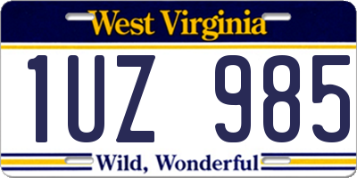WV license plate 1UZ985