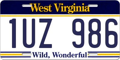 WV license plate 1UZ986