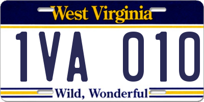 WV license plate 1VA010