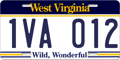 WV license plate 1VA012
