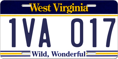 WV license plate 1VA017