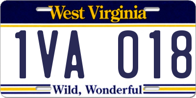 WV license plate 1VA018