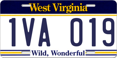 WV license plate 1VA019