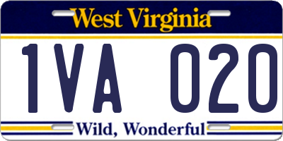 WV license plate 1VA020
