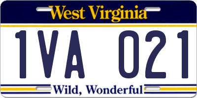 WV license plate 1VA021